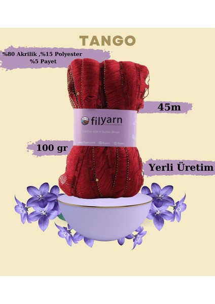 Pullu Kırmızı Tango Örgü Ipi Şal Örgü Ipi