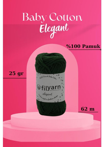 Baby Cotton Koyu Yeşil, 8650, 25GR, Set, Punch Ipi, Patik Ipi, Motif Ipi, Amigurumi Ipi, Şal Ipi, Panç fiyatları