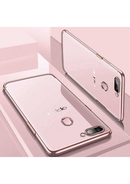 İzel Aksesuar Oppo Ax7 Kılıf  Dört Köşeli Lazer Silikon Kapak