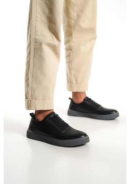 Hakiki Deri 1326-S Siyah Erkek Spor Ayakkabı & Sneaker