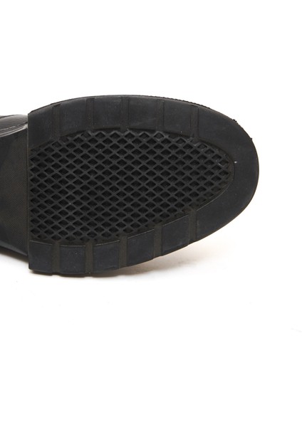 Hakiki Deri MBBLC22508-S Siyah İçi Kürklü Fermuarlı Lastik Detaylı Erkek Klasik Bot