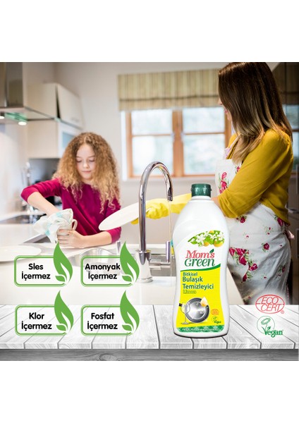 Mom's Green 5'li Set Bitkisel Elde Bulaşık Temizleyici Limon  5 x 750 ml