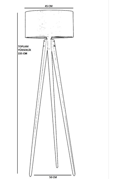 Tripod Siyah Silindir Rattan Abajurlu Lambader