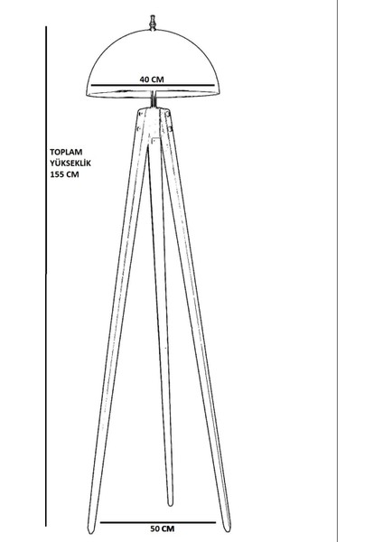 Tripod Siyah Büyük Retro Başlıklı Lambader