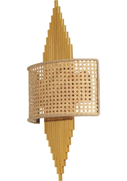 Aslı Gold Oval Rattan Abajurlu Aplik