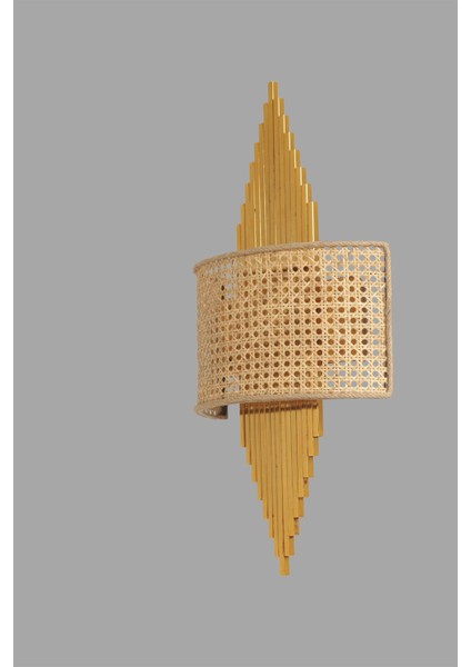Aslı Gold Oval Rattan Abajurlu Aplik