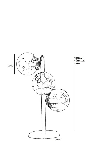 Simay 3 Lü Eskitme Bal Camlı Masa Lambası