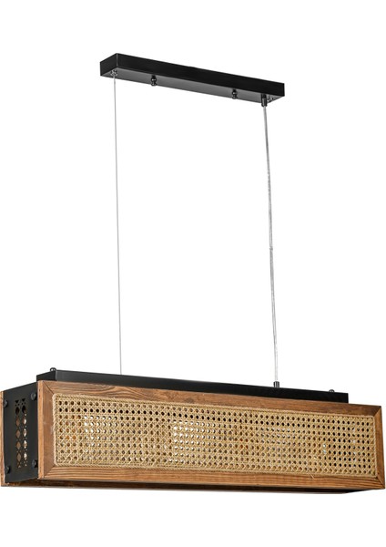 Kumsal Dikdörtgen Ceviz Rattan Avize