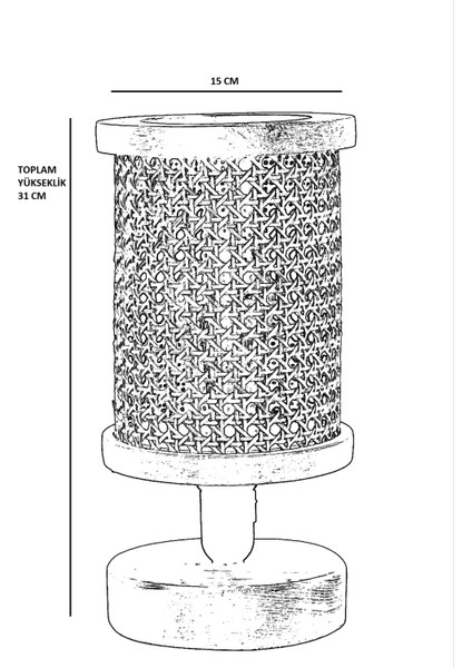 Gizem Ceviz Rattan Abajurlu Masa Lambası