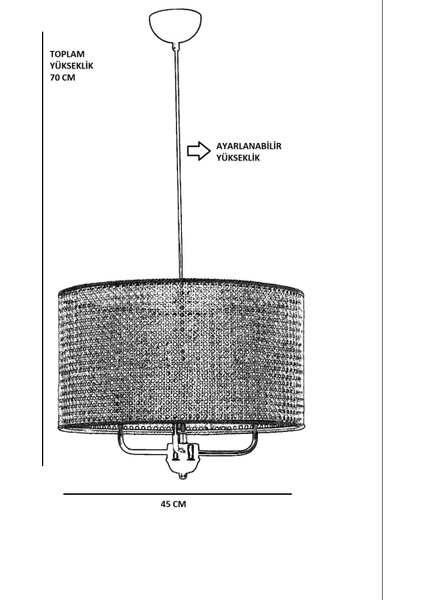 Bermuda 3 Lü Rattan Avize