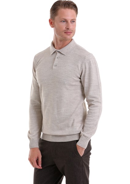 Bej Regular Fit Düz Polo Yaka Triko Kazak fırsatları