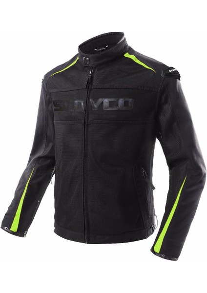 JK63 Yazlık Korumalı Motosiklet Montu Siyah Neon
