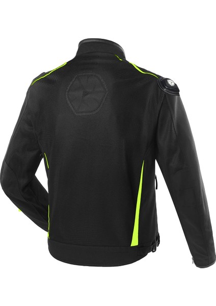 JK63 Yazlık Korumalı Motosiklet Montu Siyah Neon
