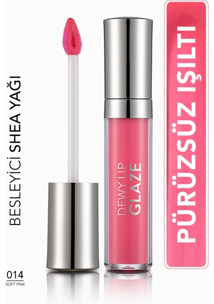 Dewy Lip Glaze Yoğun Işıltı Veren Nemlendirici Dudak Parlatıcısı (014 Soft Pink) 8690604618767