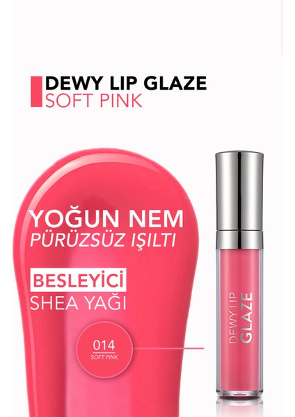 Dewy Lip Glaze Yoğun Işıltı Veren Nemlendirici Dudak Parlatıcısı (014 Soft Pink) 8690604618767