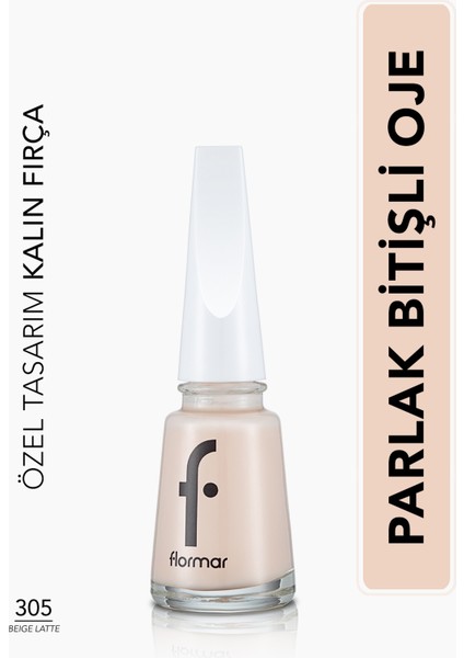 Nail Enamel Yoğun Renk Veren Uzun Süre Kalıcı Parlak Oje (305 Beige Latte) 8682536035835