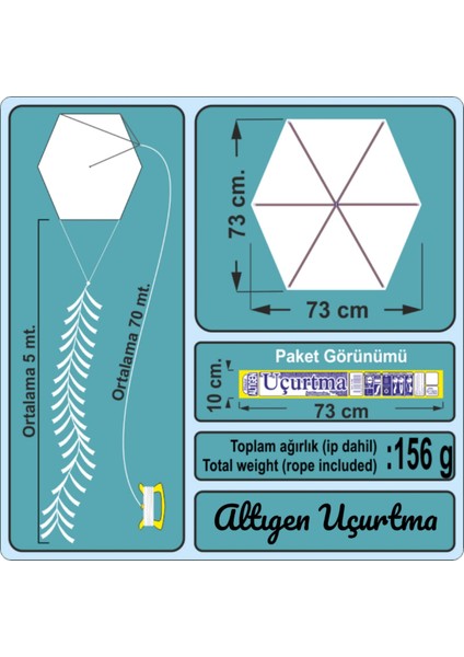Altıgen Kesim Uçurtma (Kırmızı-Beyaz) modelleri