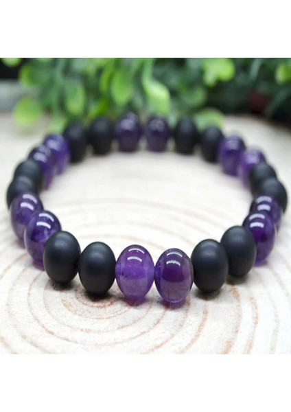 Ametist ve Oniks Bileklik Denge Mıknatısı