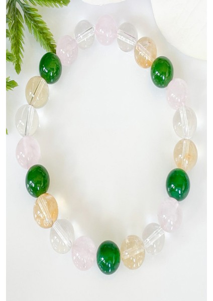Sevgi Mıknatısı Doğal Taş Bileklik ( Pembe Kuvars - Kristal Kuvars - Sitrin - Aventurin ) modelleri