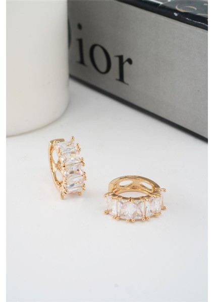 Kadın Vip Seri Baget Zirkon Taşlı Halka Model Klipsli 2'li Set Küpe modelleri