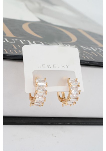 Kadın Vip Seri Baget Zirkon Taşlı Halka Model Klipsli 2'li Set Küpe fırsatları