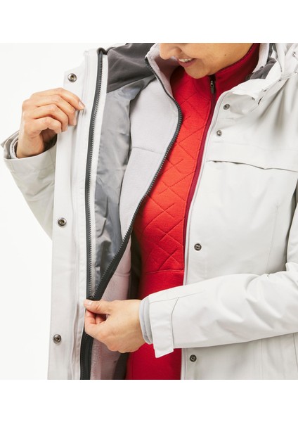 Forclaz Kadın 3'ü 1 Arada Outdoor Trekking Montu - Gri - Travel 100 - 0°c