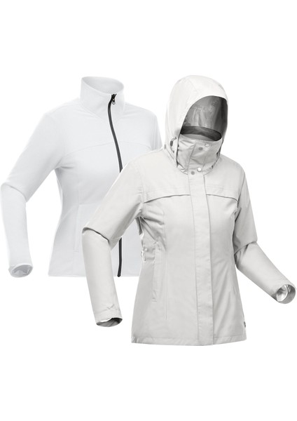 Forclaz Kadın 3'ü 1 Arada Outdoor Trekking Montu - Gri - Travel 100 - 0°c fırsatları