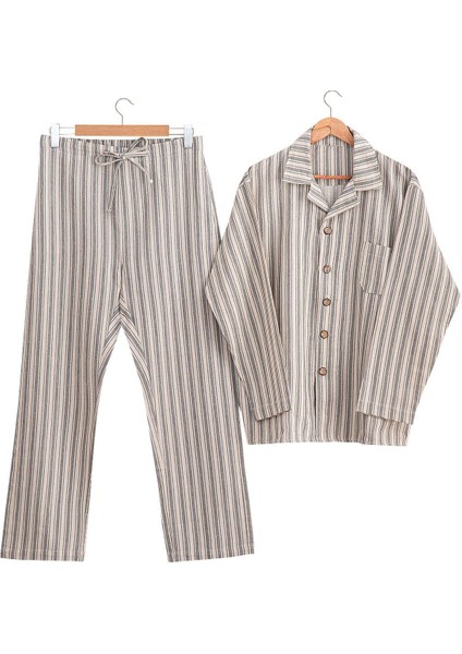 Ala Erkek Pijama Takımı %100 Organik Pamuk Keten Antrasit