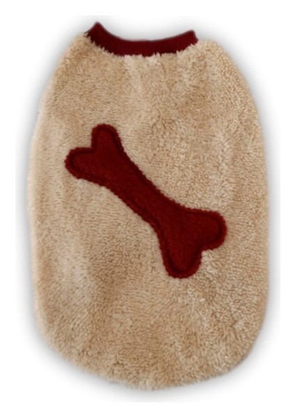 Kemik Desenli Sütlü Kahve Kışlık Welsoft Kedi ve Köpek Kıyafeti Elbisesi