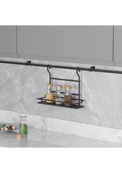 Ahşap Tek Küçük Raflı Baharatlık Antrasit fırsatları
