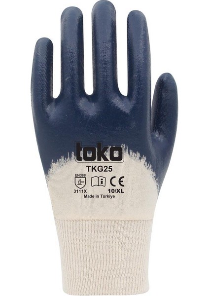 TKG25 Lacivert Pamuk Nitril Eldiven No: 10