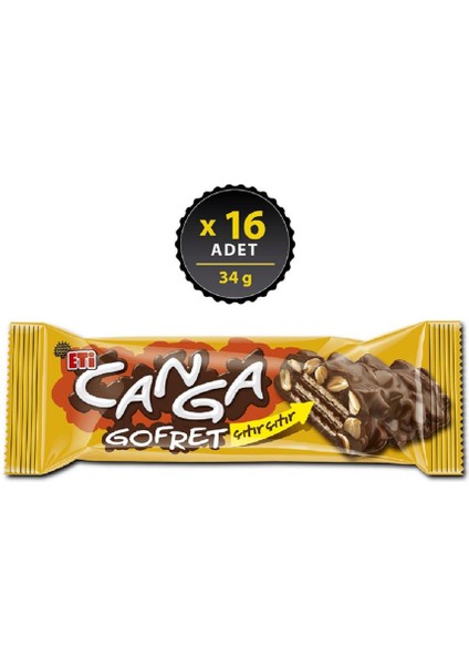 Canga Çikolatalı Yer Fıstık Kaplı Gofret 34 G x 16 Adet