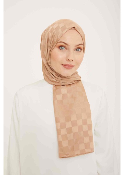 Trend Jakarlı Koyu Camel Dama Desen Diamond şal 2 - 4662