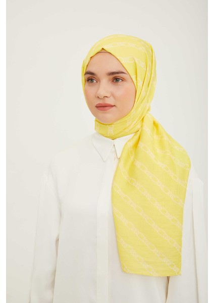 Trend Pure Sarı Zincir Desen Şal 16 - 23061