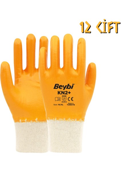 Pamuk-Nitril Tam Kaplama İş Eldiveni Kn2+ No: 10 - 12 Çift