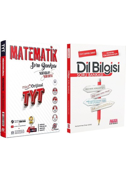 Orijinal Yayınları  TYT Mikro Matematik ve Akm Dil Bilgisi Soru Bankası Seti 2 Kitap