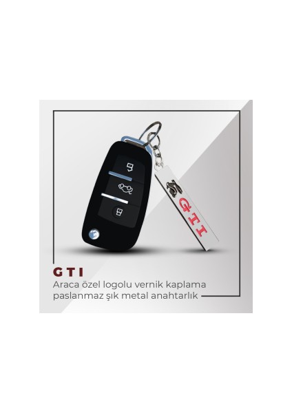 Gtı Motosport Uyumlu 3D Metal Paslanmaz Metal Araç Otomotiv Anahtarlığı - Kırmızı