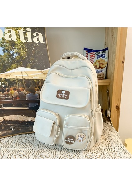 Kadınlar Için Yeni Sevimli Kore Versiyonu Kampüs Ins Okul Çantası Büyük Kapasiteli Ilk ve Orta Okul Öğrencileri Güçlü ve Dayanıklı Geniş Omuz Askılı Sırt Çantası (Yurt Dışından)