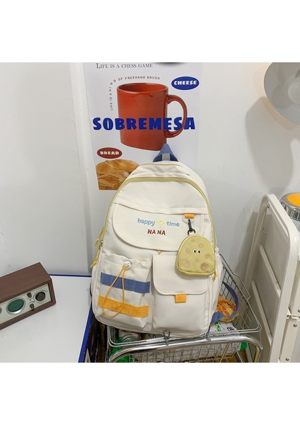 Japon Kolej Tarzı Taze ve Sevimli Kontrast Renkli Kız Rahat Ilkokul Öğrencisi Sırt Çantası (Yurt Dışından)