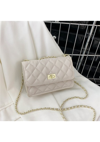Moda Omuz Crossbody Çanta Ilk Katman Inek Derisi Zincir Eşkenar Dörtgen Çanta (Yurt Dışından)