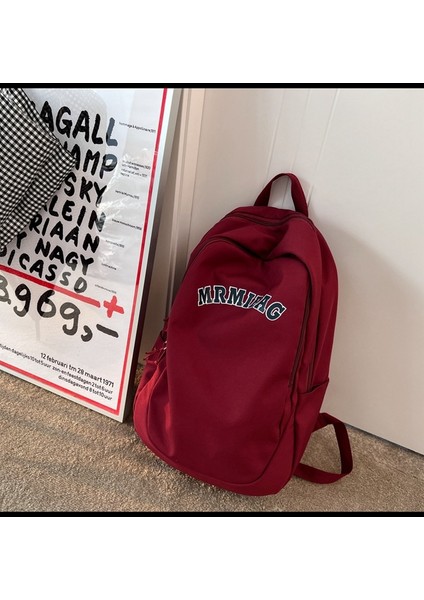Retro Mektup Düz Renk Sırt Çantası Harajuku Lise Koleji Öğrenci Çantası Kadın Sırt Çantası (Yurt Dışından)
