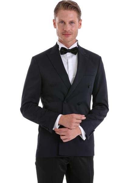 Lacivert Slim Fit Düz Sivri Yaka Klasik Kruvaze Smokin Damatlık indirimleri