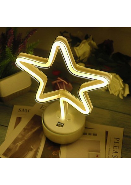 Ay Yıldız Neon LED Gece Lambası USB ve Pilli fırsatları