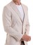 Bej Slim Fit Düz Mono Yaka Casual Keten Ceket 4
