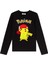 Pokemon Pikachu Pikaçu Uzun Kol Çocuk Tişört Siyah 1