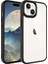 Apple iPhone 15 Kılıf Renkli Kenar Metal Kamera Çerçeveli Krom Arka Kapak Siyah 1