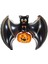 Siyah Renk Yarasa Şeklinde Balkabaklı 103X62 cm Halloween Folyo Balonu 1 Adet 1
