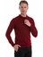 Bordo Regular Fit Düz Polo Yaka Triko Kazak 3