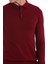 Bordo Regular Fit Düz Polo Yaka Triko Kazak 5