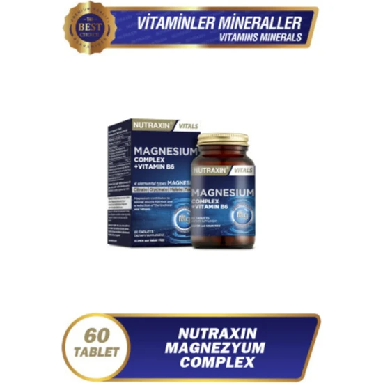 Nutraxin Magnezyum Complex Vitamin B6 60 Tablet 250 Mg